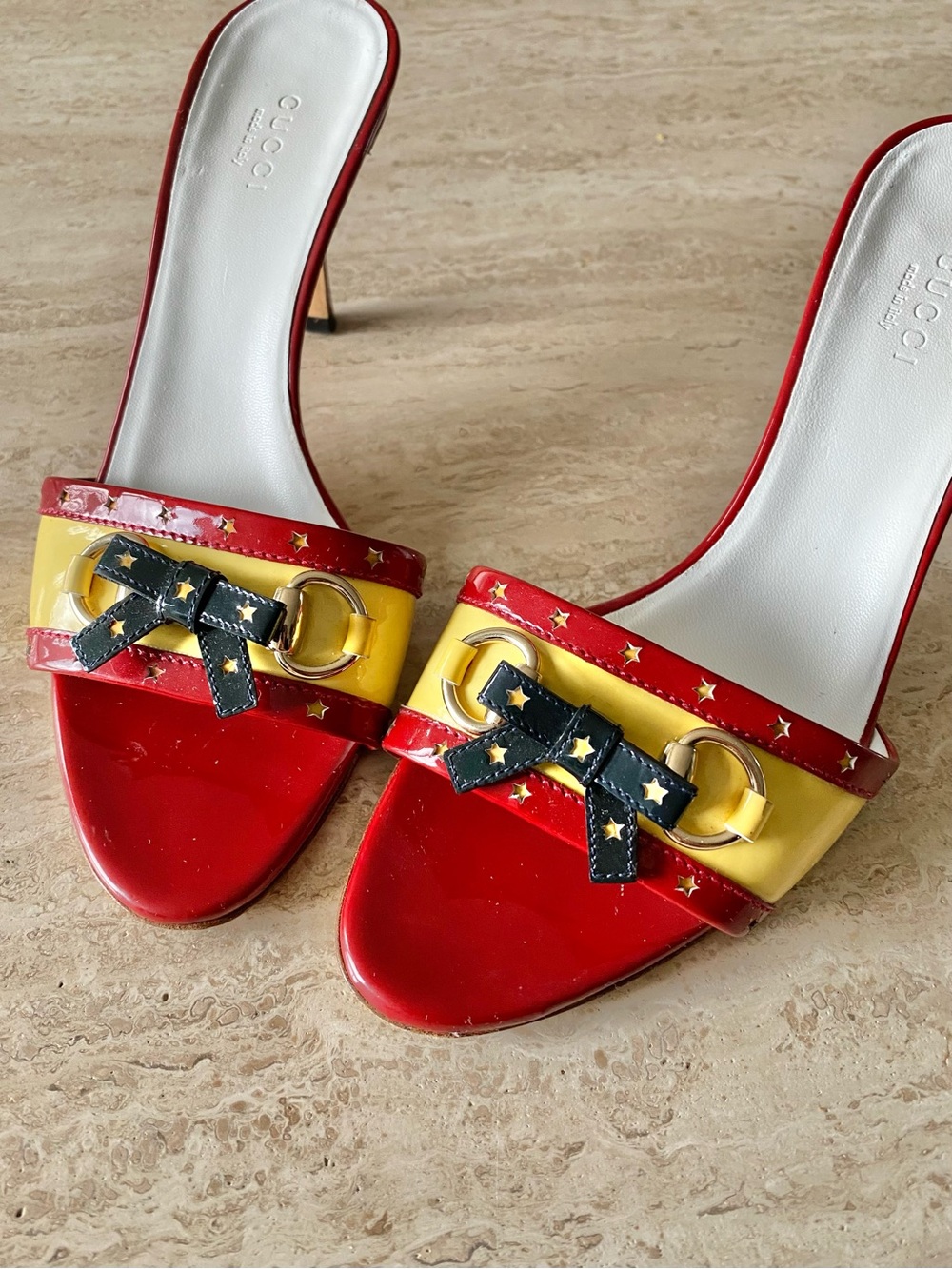 Vintage Gucci Star Bow Horsebit Mule Sandal Heels - Picture 8 of 12
